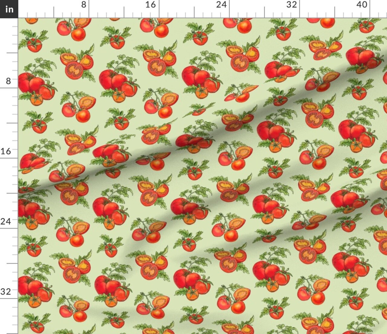 Various Fabrics by the Yard or Fat Quarter Farmers Market Tomato Red Green Summer Garden Kitchen Custom Printed Fabric by Spoonflower